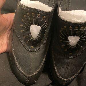 Vintage Black Leather Wedge Heels